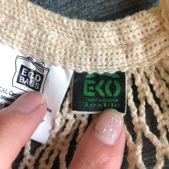 Eco Bags Go Green Sustainable Textile Boho Net Reusable Cotton Bag - Picture 6 of 9